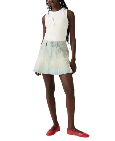 Levi's Women's Pleated Denim Mini Skirt In White