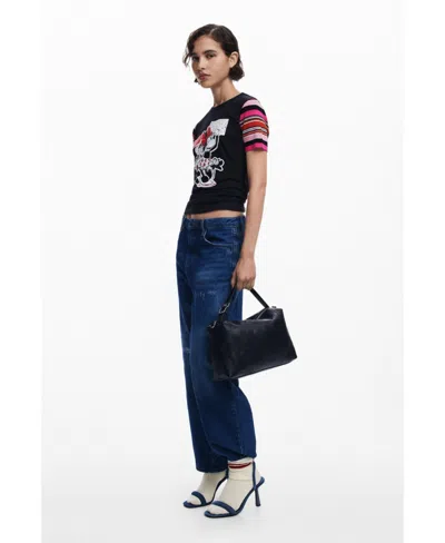 Desigual Minnie Mouse Stripe Sleeve Graphic T-shirt