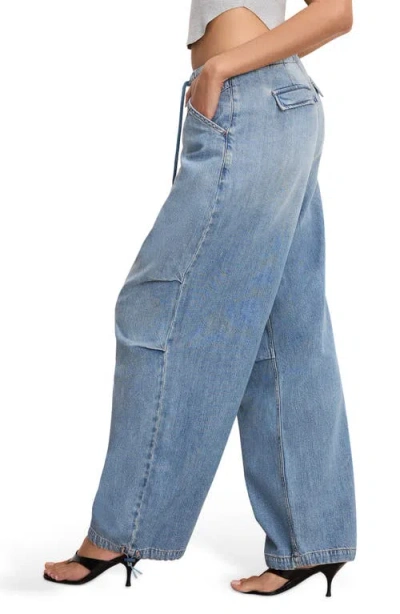Good American Lite Drawstring Jeans In Blue