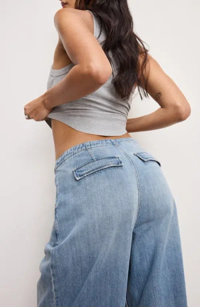 Good American Lite Drawstring Jeans In Blue