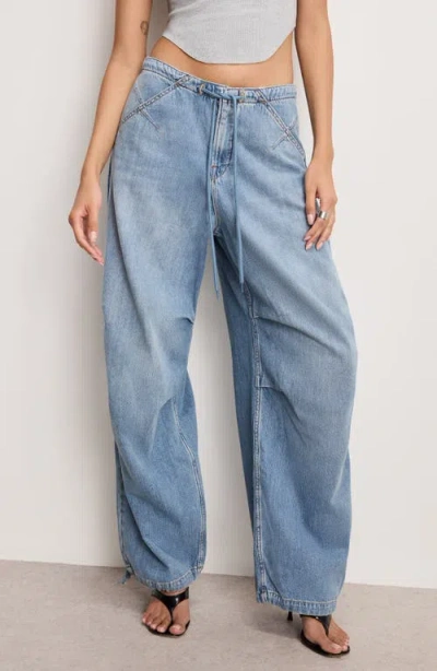 Good American Lite Drawstring Jeans In Blue