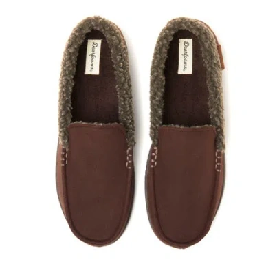 Dearfoams Alexander Faux Shearling Moccasin Slipper In Brown