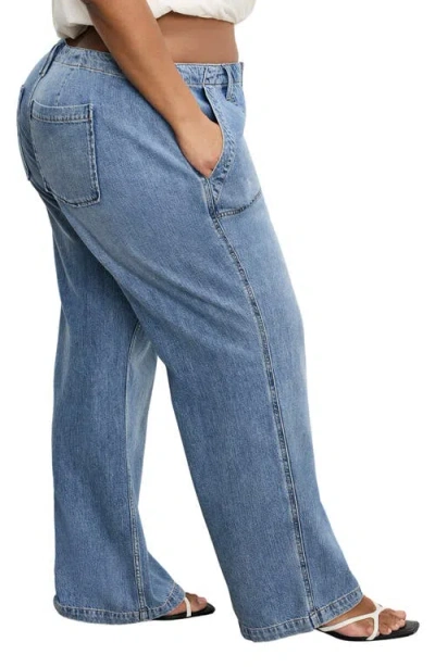Good American Lite Drawstring Jeans In Blue
