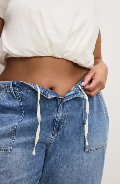 Good American Lite Drawstring Jeans In Blue