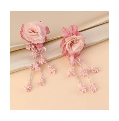 Sohi Maxi-floral Drop Earrings In Pink