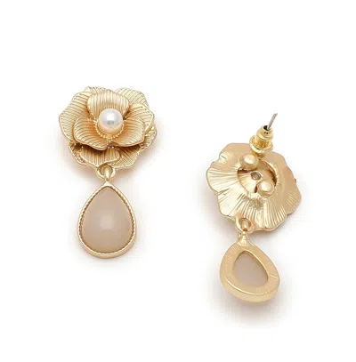Sohi Floral Drop Earrings In Gold