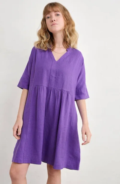 Seasalt Cornwall Draw Kiln Linen Dress In Purple