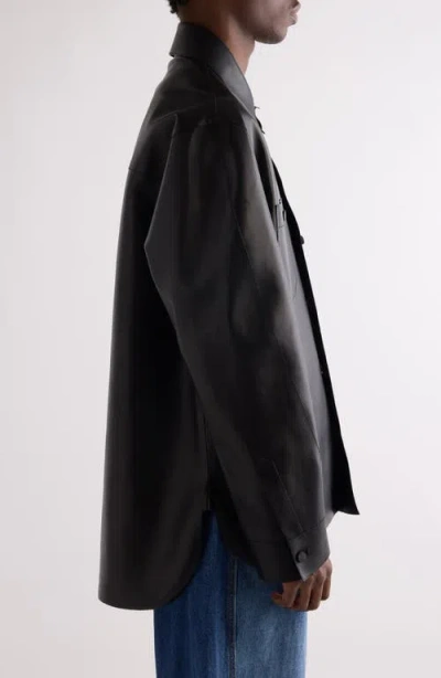 Givenchy Leather Overshirt In Black