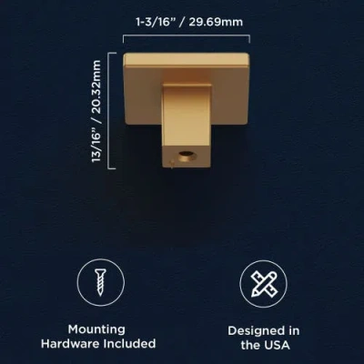 Heritage Designs Heritage Tempo Cabinet Knobs 10pk Brushed Brass 13/16" Square Drawer Pulls