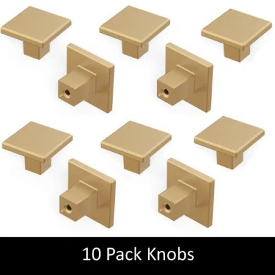 Heritage Designs Heritage Tempo Cabinet Knobs 10pk Brushed Brass 13/16" Square Drawer Pulls