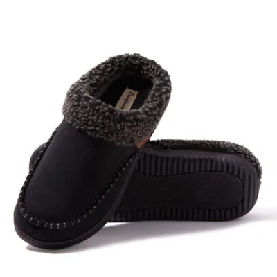 Dearfoams Marshall Microsuede Moccasin Toe Clog Slipper In Black