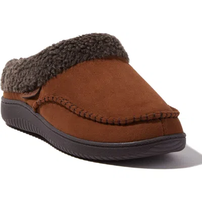 Dearfoams Marshall Microsuede Moc Toe Mens Memory Foam Clog Slippers In Brown