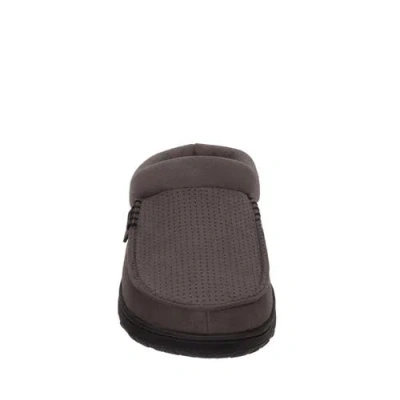 Dearfoams Brendan Perforated Moccasin Toe Clog Slipper In Gray