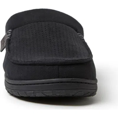 Dearfoams Mens Brendan Perforated Microsuede Moc Toe Clog In Black
