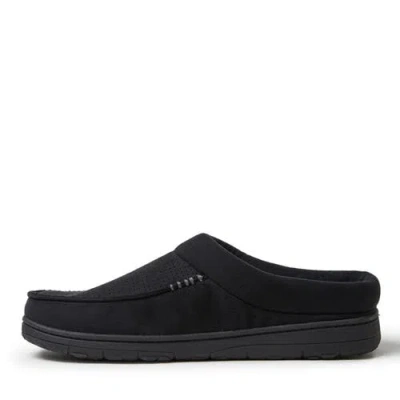 Dearfoams Mens Brendan Perforated Microsuede Moc Toe Clog In Black