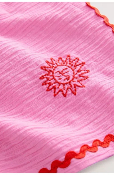 Next Kids' Embroidered Stretch Cotton Vest & Shorts Set In Pink