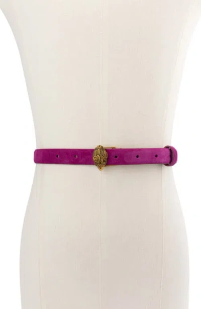 Kurt Geiger London Eagle Buckle Suede Belt In Pink