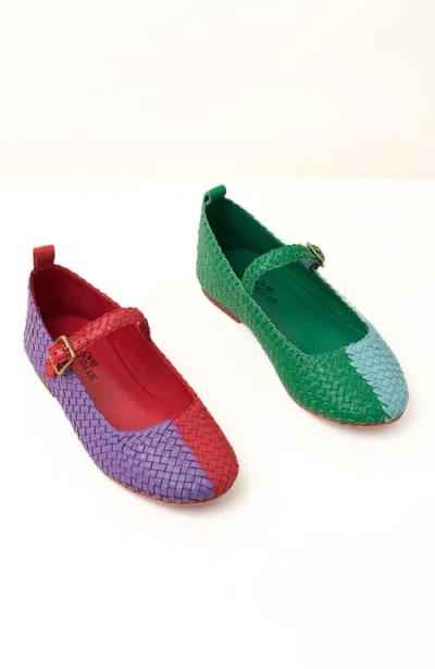 Charlotte Stone Raleigh Mismatch Woven Mary Jane Flat In Multi