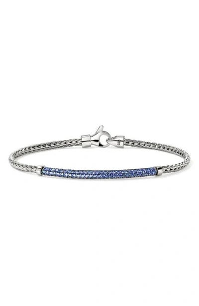 John Hardy Jh Essentials Sterling Silver Blue Sapphire Pave Bracelet In Blue