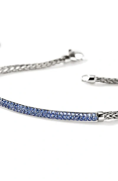 John Hardy Jh Essentials Sterling Silver Blue Sapphire Pave Bracelet In Blue