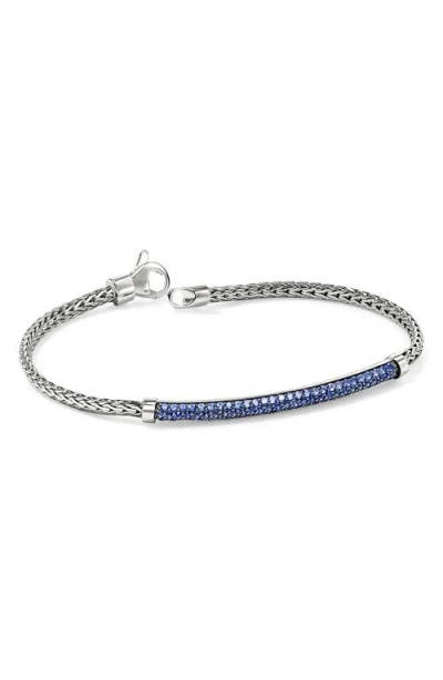 John Hardy Jh Essentials Sterling Silver Blue Sapphire Pave Bracelet In Blue