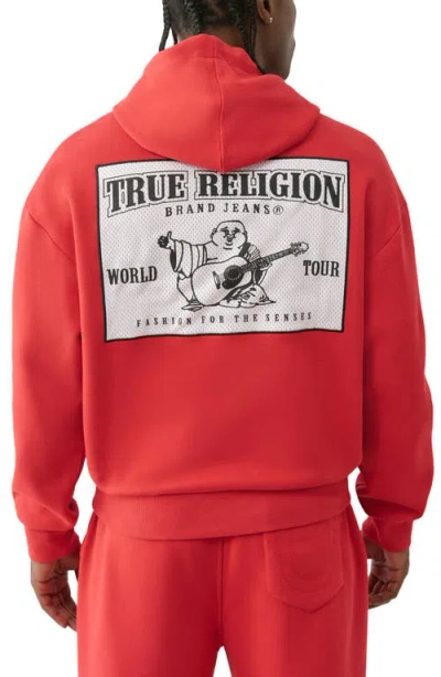 True Religion Mens Logo-embroidered Cotton-blend Hoody Trv Red In Red