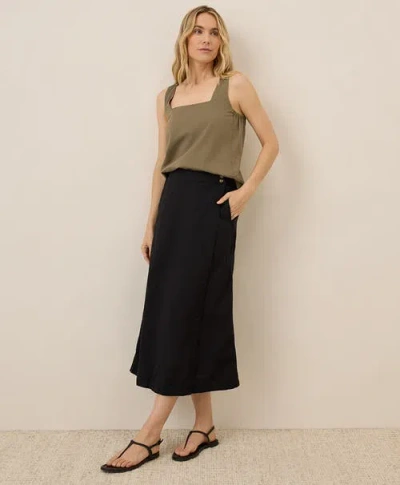 Pact Canopy Linen Wrap Skirt Made With Organic Cotton In Black
