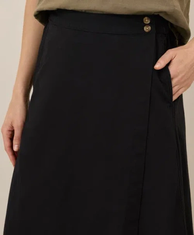 Pact Canopy Linen Wrap Skirt Made With Organic Cotton In Black