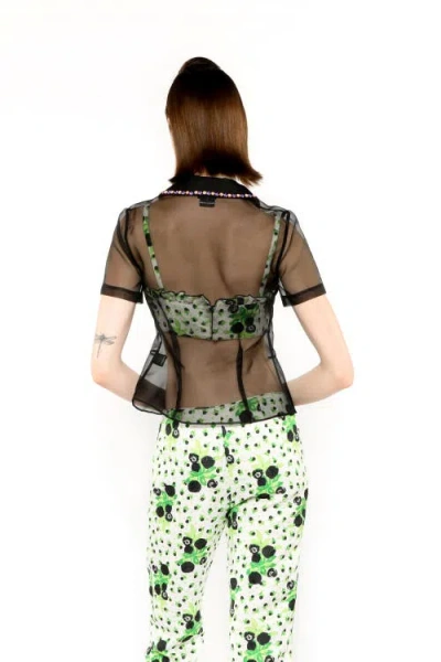 Anna Sui Twinkle Beaded Organza Blouse In Multi