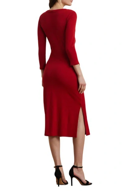 Ralph Lauren Tie-front Cotton-blend Crewneck Dress In Red