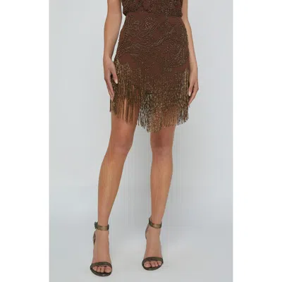 L Agence Eulla Embellished Mini Skirt In Brown