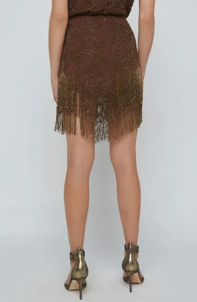 L Agence Eulla Embellished Mini Skirt In Brown