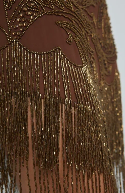 L Agence Eulla Embellished Mini Skirt In Brown