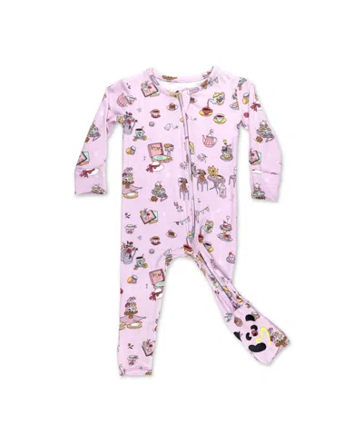 Bellabu Bear Unisex Tea Party Convertible Footie In Pink