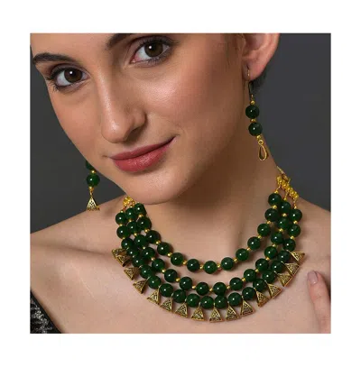 Sohi Gold Plated Stone Designer Necklace Set In Metallic