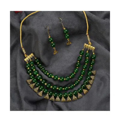 Sohi Gold Plated Stone Designer Necklace Set In Metallic