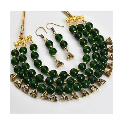 Sohi Gold Plated Stone Designer Necklace Set In Metallic