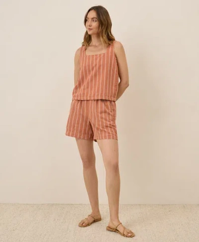 Pact Canopy Linen High-waisted Short Made With Organic Cotton In Brown