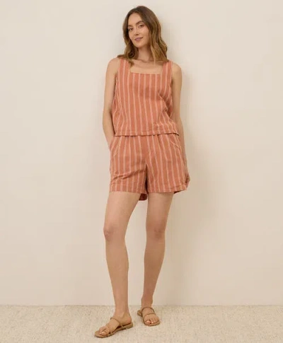Pact Canopy Linen High-waisted Short Made With Organic Cotton In Brown