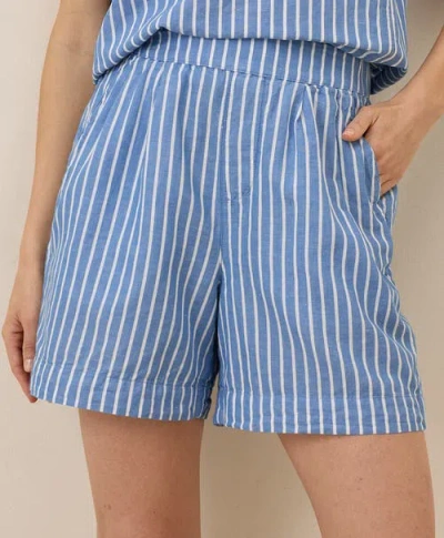 Pact Canopy Linen High-waisted Short Made With Organic Cotton In Blue