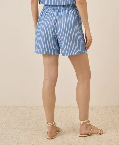 Pact Canopy Linen High-waisted Short Made With Organic Cotton In Blue