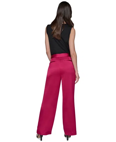 Karl Lagerfeld Women's Mid-rise Wide-leg Satin Pants In Red