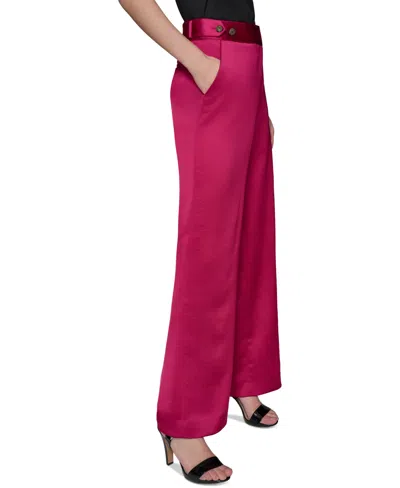Karl Lagerfeld Women's Mid-rise Wide-leg Satin Pants In Red