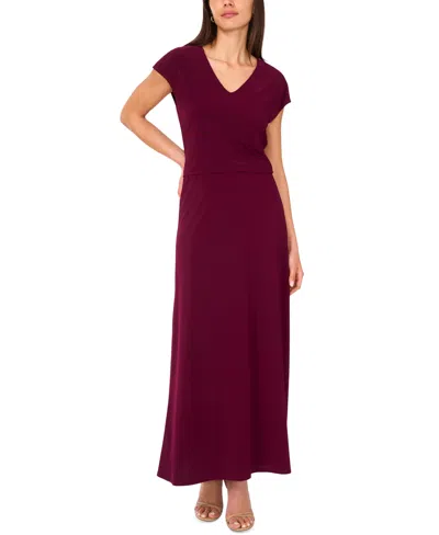 Sam & Jess Women's V-neck Cap-sleeve Top In Burgundy