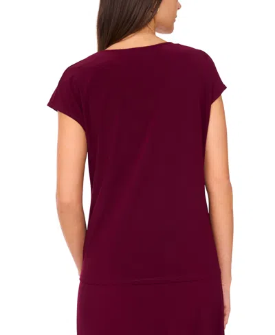 Sam & Jess Women's V-neck Cap-sleeve Top In Burgundy