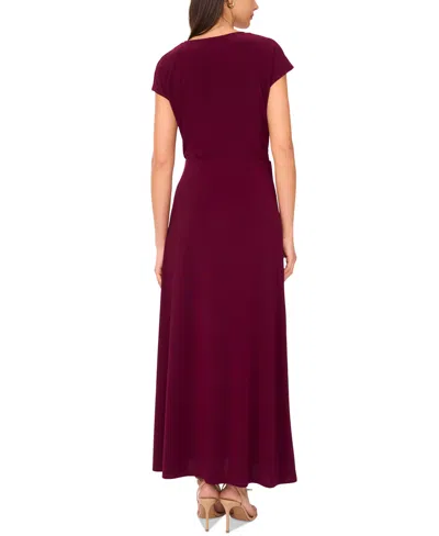 Sam & Jess Women's V-neck Cap-sleeve Top In Burgundy