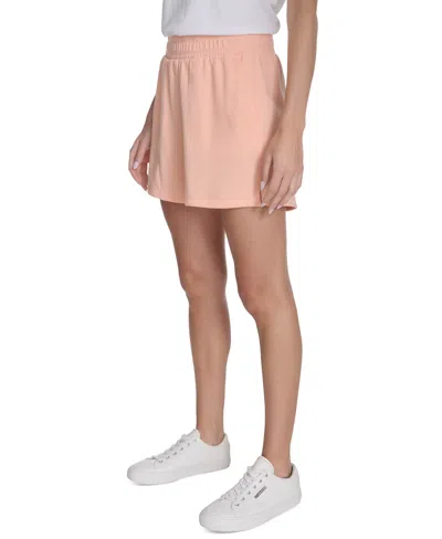 Calvin Klein Performance Women's French Terry Smocked-waist Shorts In Pink