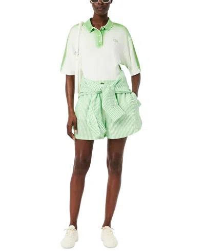 Lacoste Usa Women's Striped Linen Pull-on Shorts
