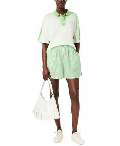 Lacoste Usa Women's Striped Linen Pull-on Shorts