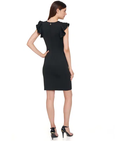 Tommy Hilfiger Flutter Sleeve Sheath Dress In Black